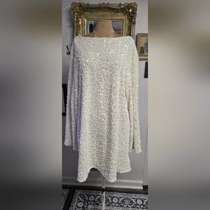 Sequin Embellished Cream Dress